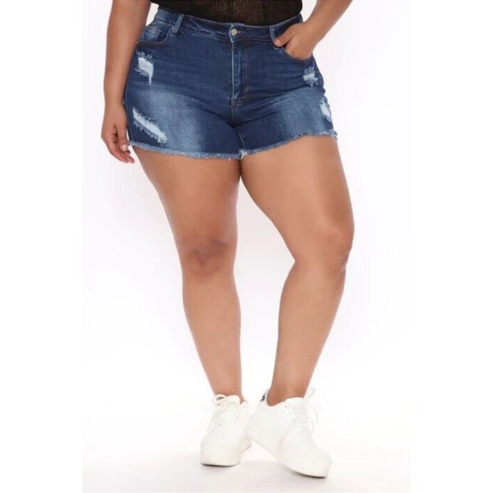 Fashion Nova Looks Vintage Stretch Cut Off Jean Shorts Plus Size 3X Distressed